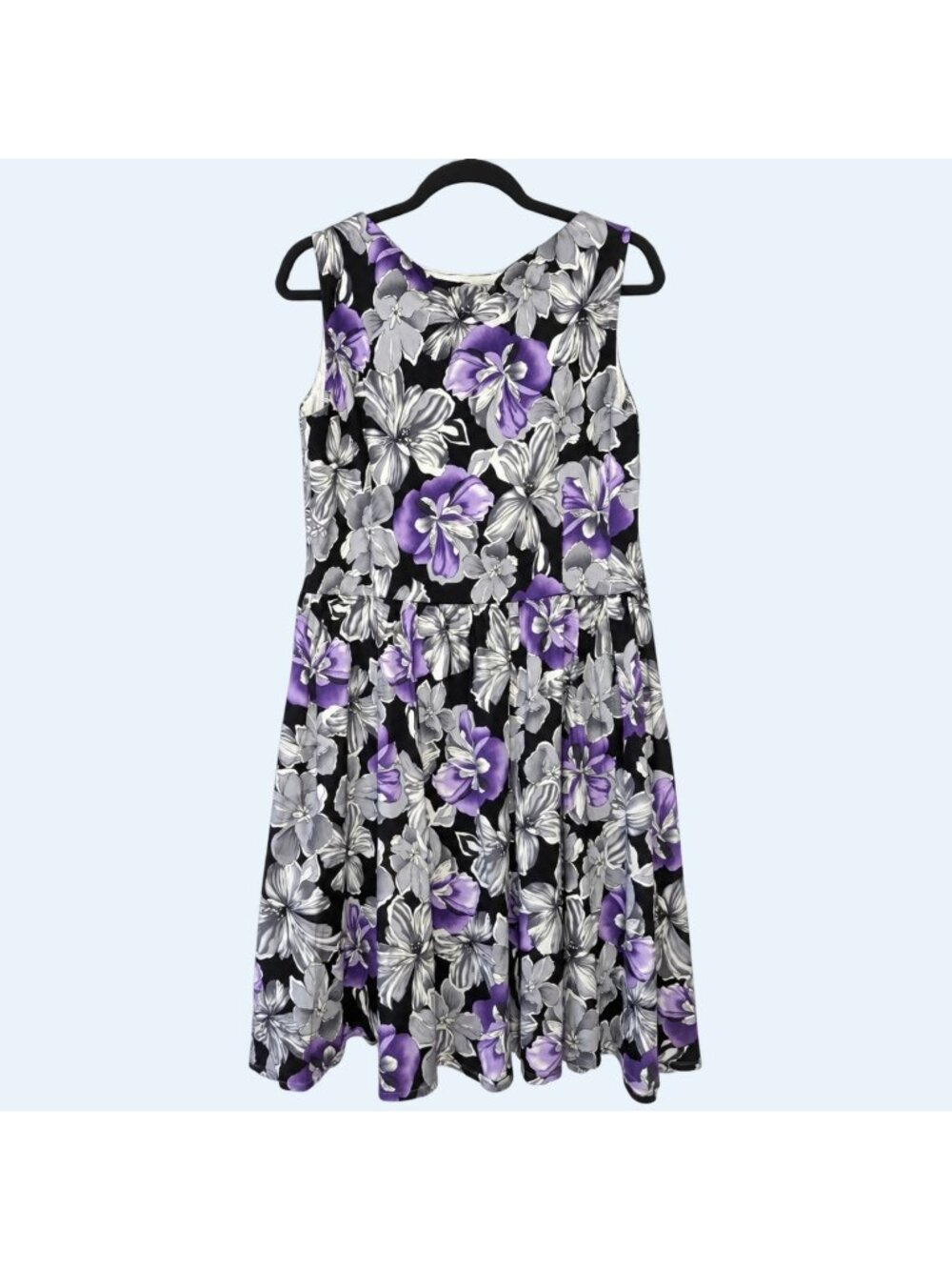 LUOUSE Dress Womens 2XL 16 NWT Floral Black Purple A Line Sundress Sleeveless